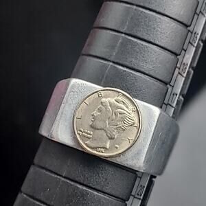 Vintage Mercury Dime Ring Size 8.5 Coin Currency Jewelry